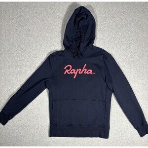 Rapha Hoodie Men's Navy Blue Pink Logo Pullover Embroidered Cycling Size Medium